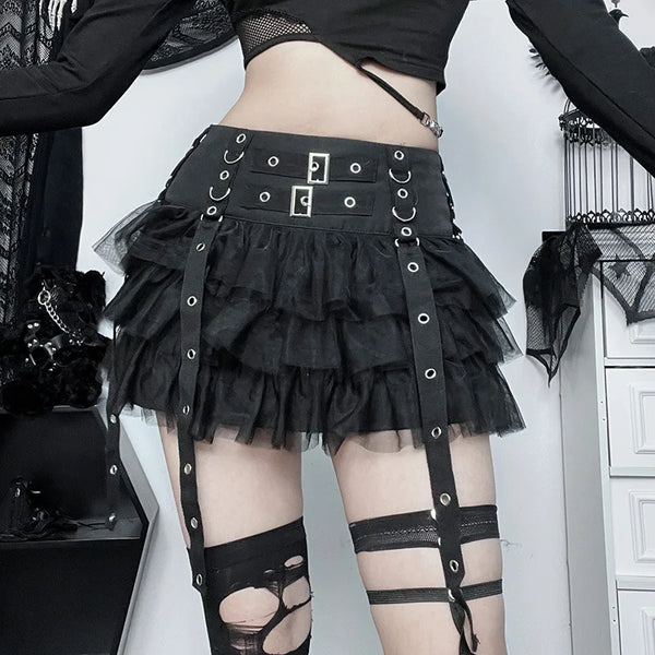 Goth Pleated Mini Skirt Pastel Kitten