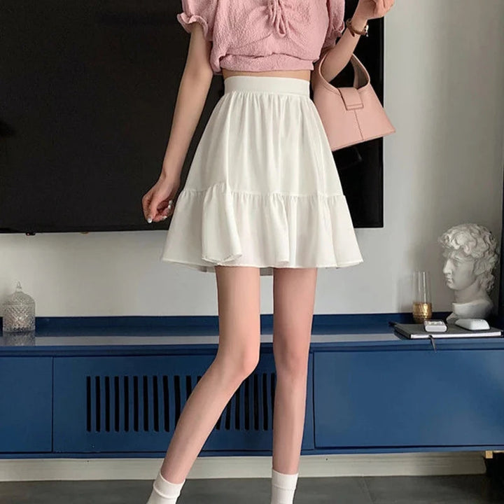 Korean Preppy Mini Skirt Pastel Kitten