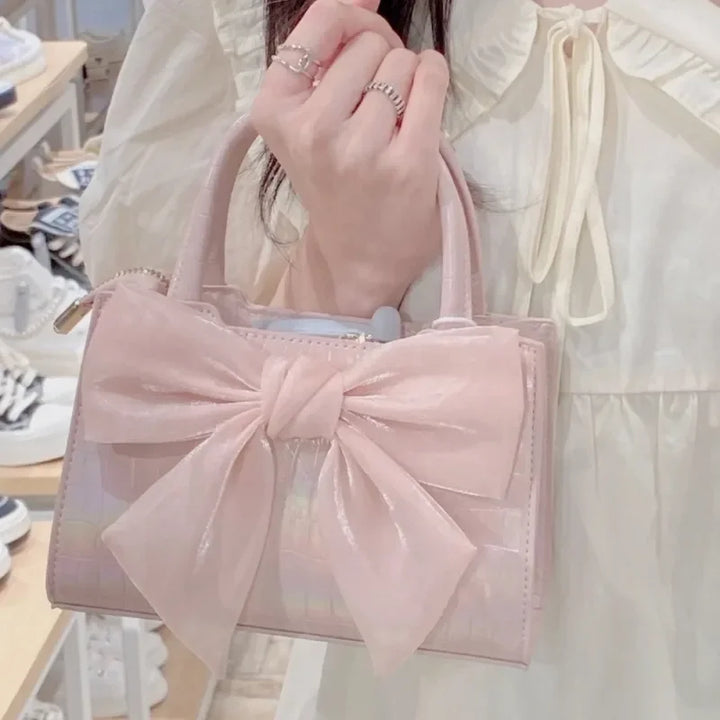 Cute Bowknot Handbag Pastel Kitten