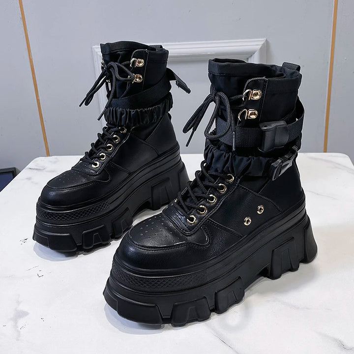 Punk Platform Motorcycle Boots Pastel Kitten