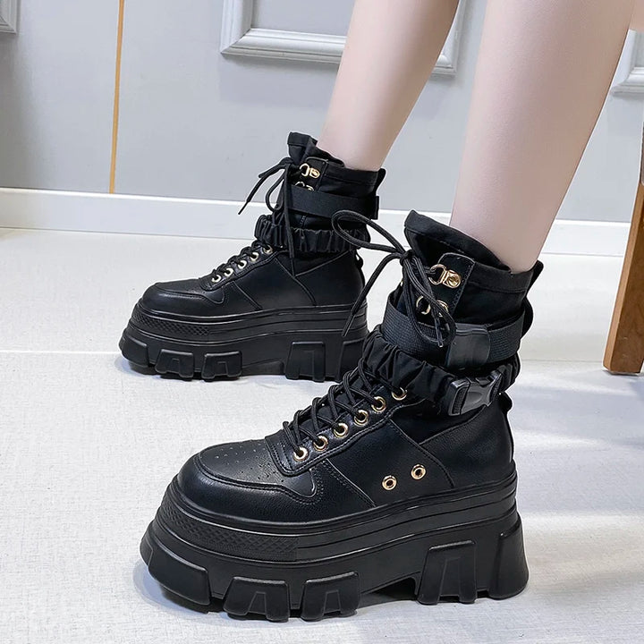 Punk Platform Motorcycle Boots Pastel Kitten