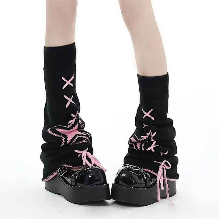 Y2K Cute Japanese Leg Warmers Pastel Kitten