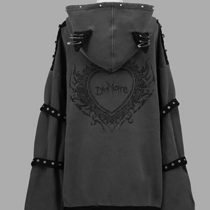 Gothic Cat Ears Oversized Hoodie Pastel Kitten