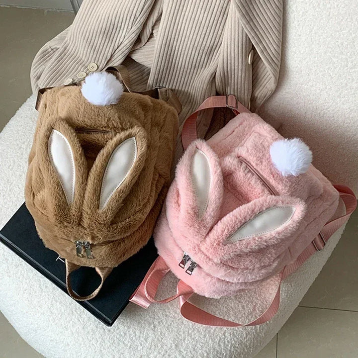 Cute Plush Bunny Backpack Pastel Kitten