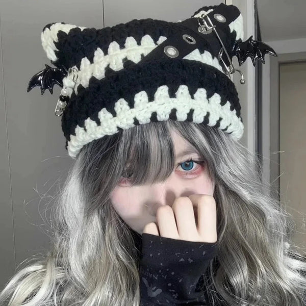 Y2K Harajuku Punk Beanie Pastel Kitten