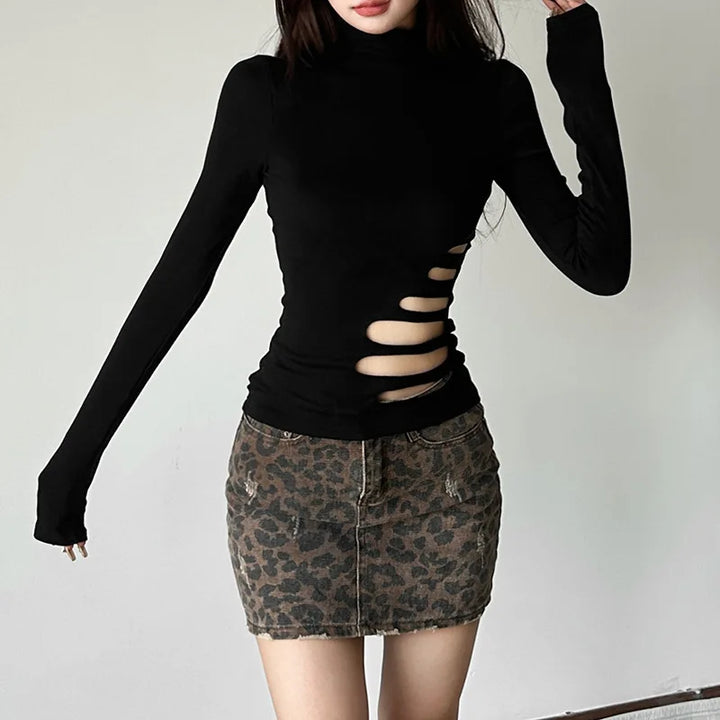 Y2K Gothic Slim Shirt Pastel Kitten