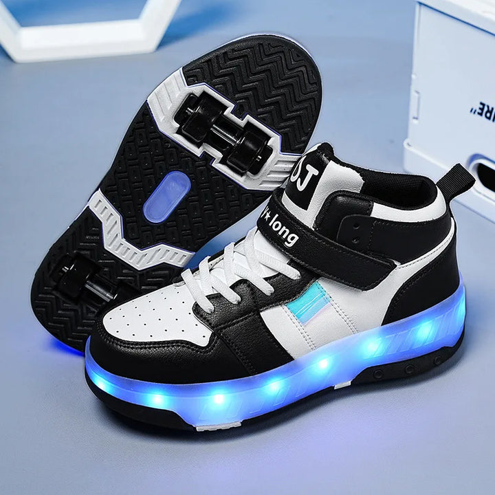 Cute LED Light Roller Sneakers Pastel Kitten