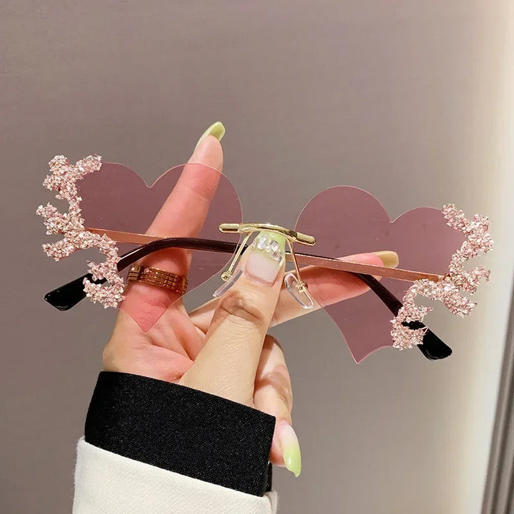 Cute Luxury Rimless Sunglasses Pastel Kitten