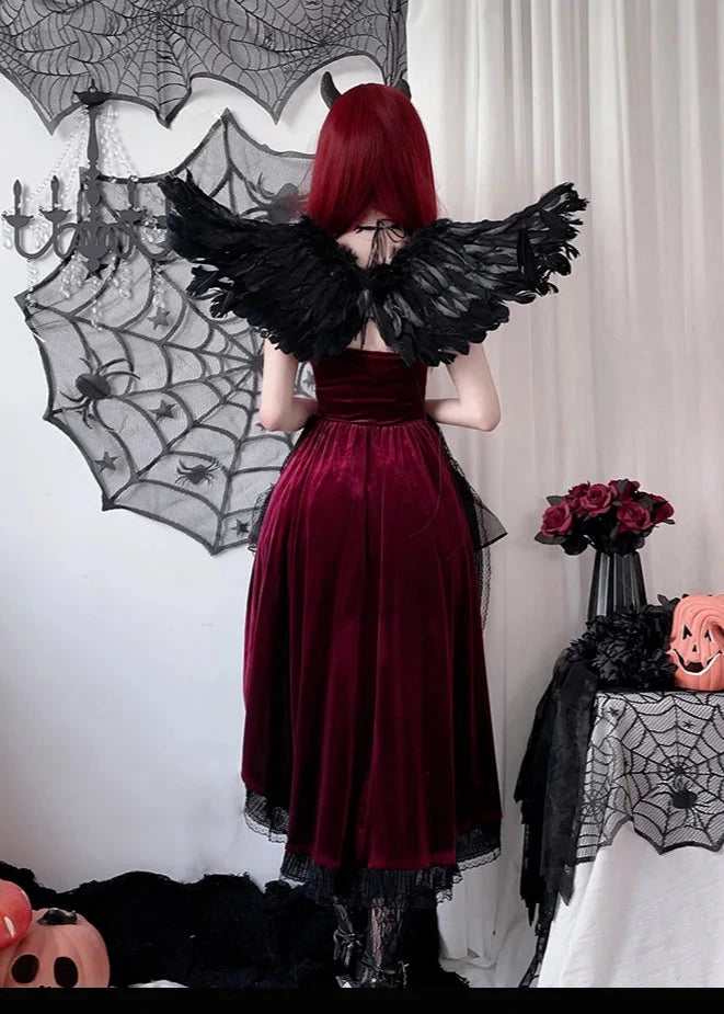 Gothic Halloween Outfit Set - Dress & Accessories Pastel Kitten