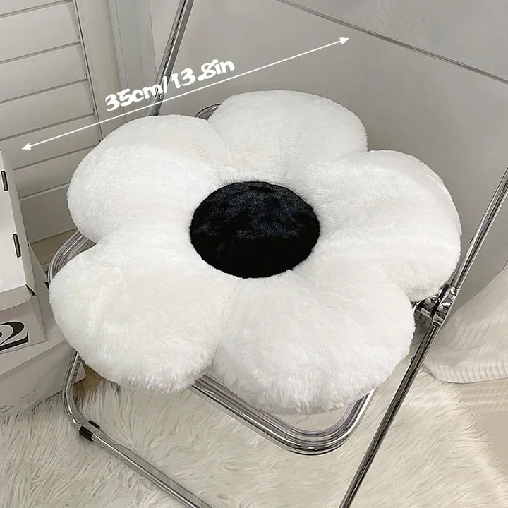 Cute Black & White Flower Soft Pillow Pastel Kitten