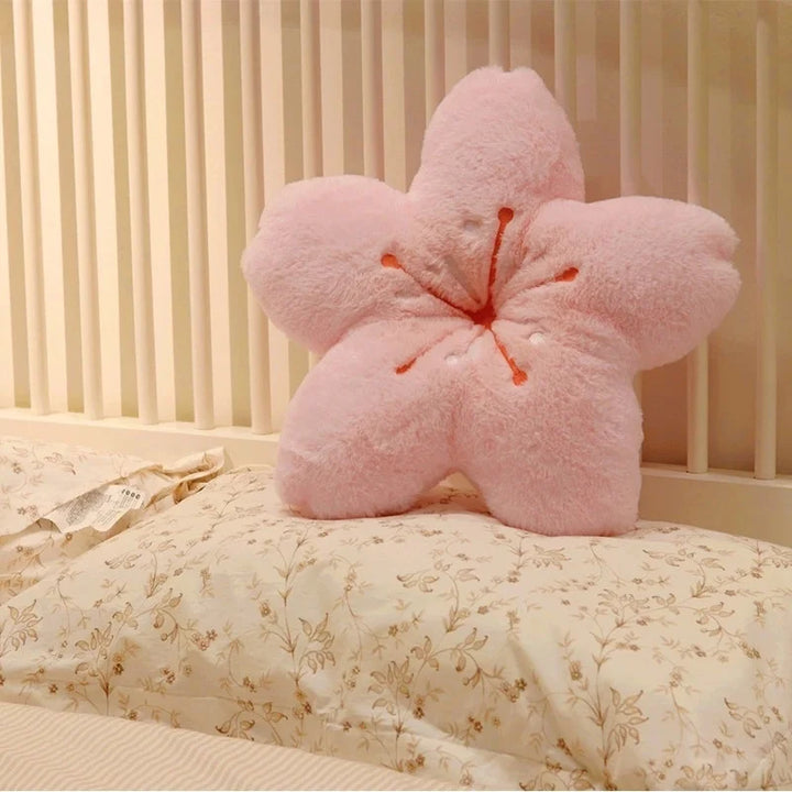 Kawaii Cherry Blossom Plush Pillow Pastel Kitten