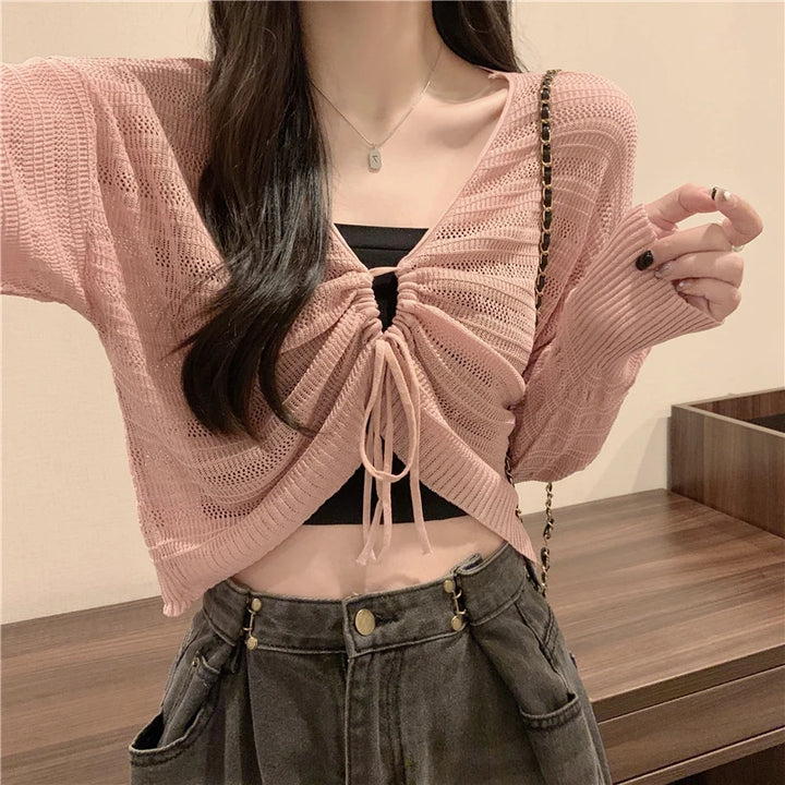 Korean Cute Slim Cardigan Pastel Kitten