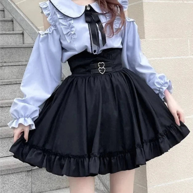 Pastel Gothic Lolita Outfit Set - Shirt & Skirt Pastel Kitten