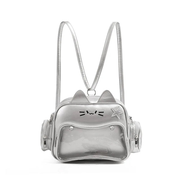 Y2K Preppy Style Cat Backpack Pastel Kitten