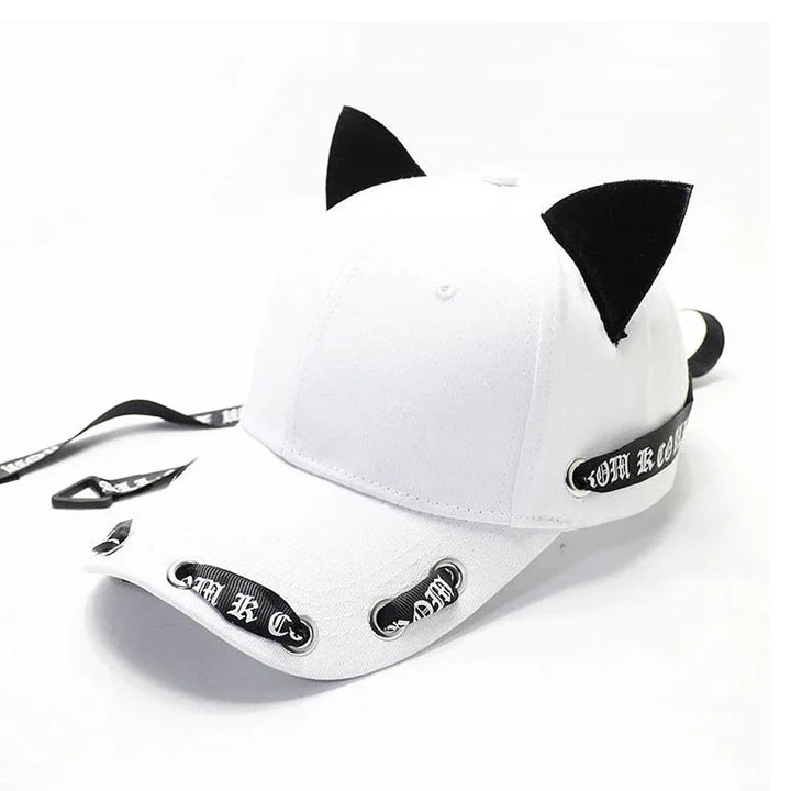 Dark Cat Ears Baseball Hat Pastel Kitten