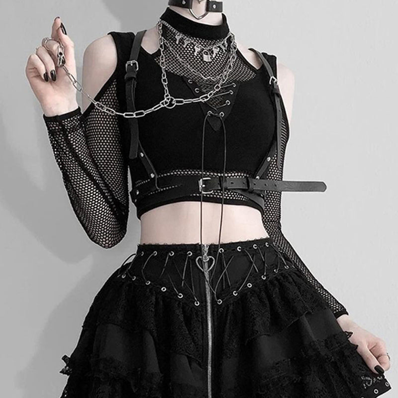 Goth Darkwear Top - Pastel Kitten