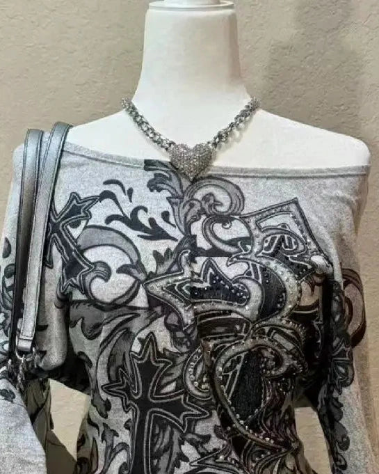 Retro Print One Slim Longsleeve Pastel Kitten