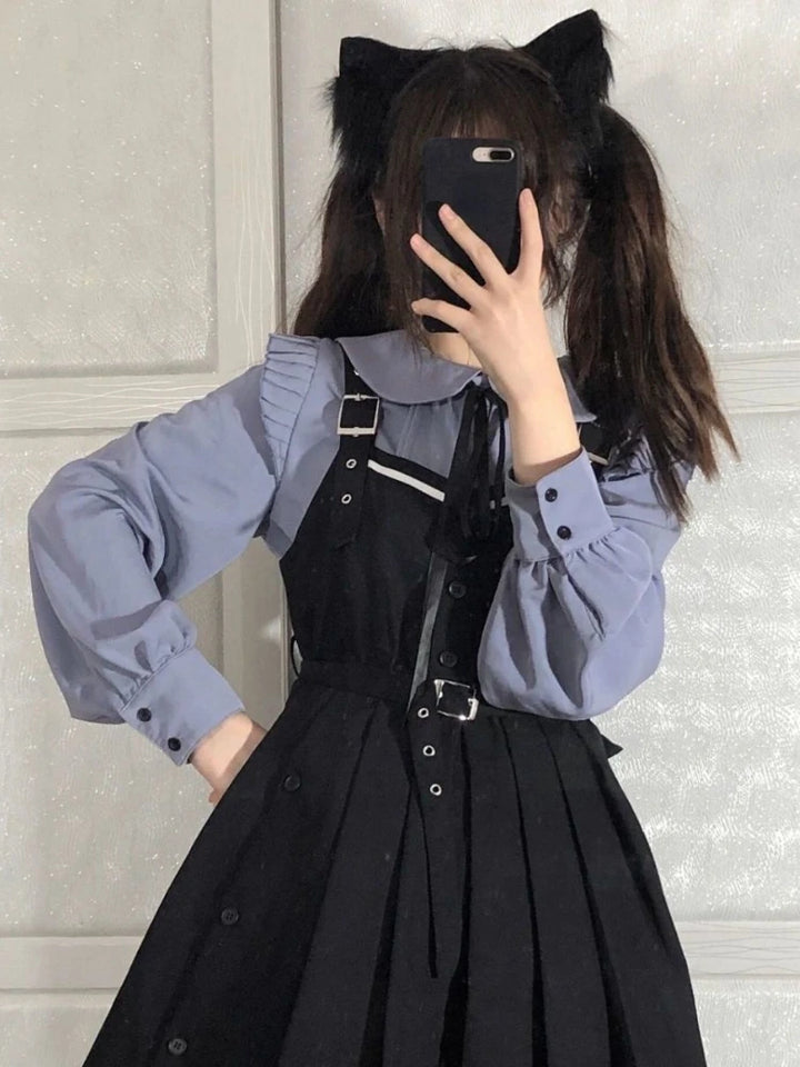 Kawaii Lolita School Dress Outfit Pastel Kitten