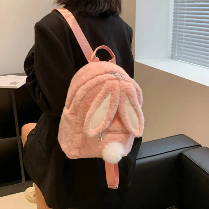 Cute Plush Bunny Backpack Pastel Kitten