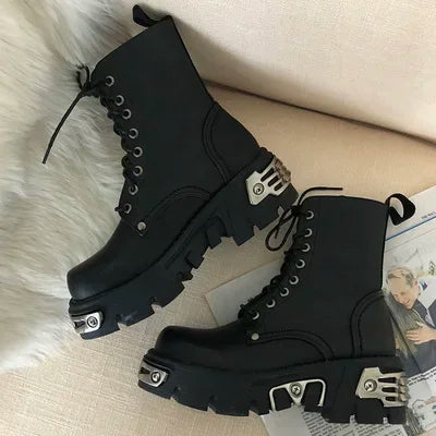 Punk Style Metal Chunky Boots Pastel Kitten