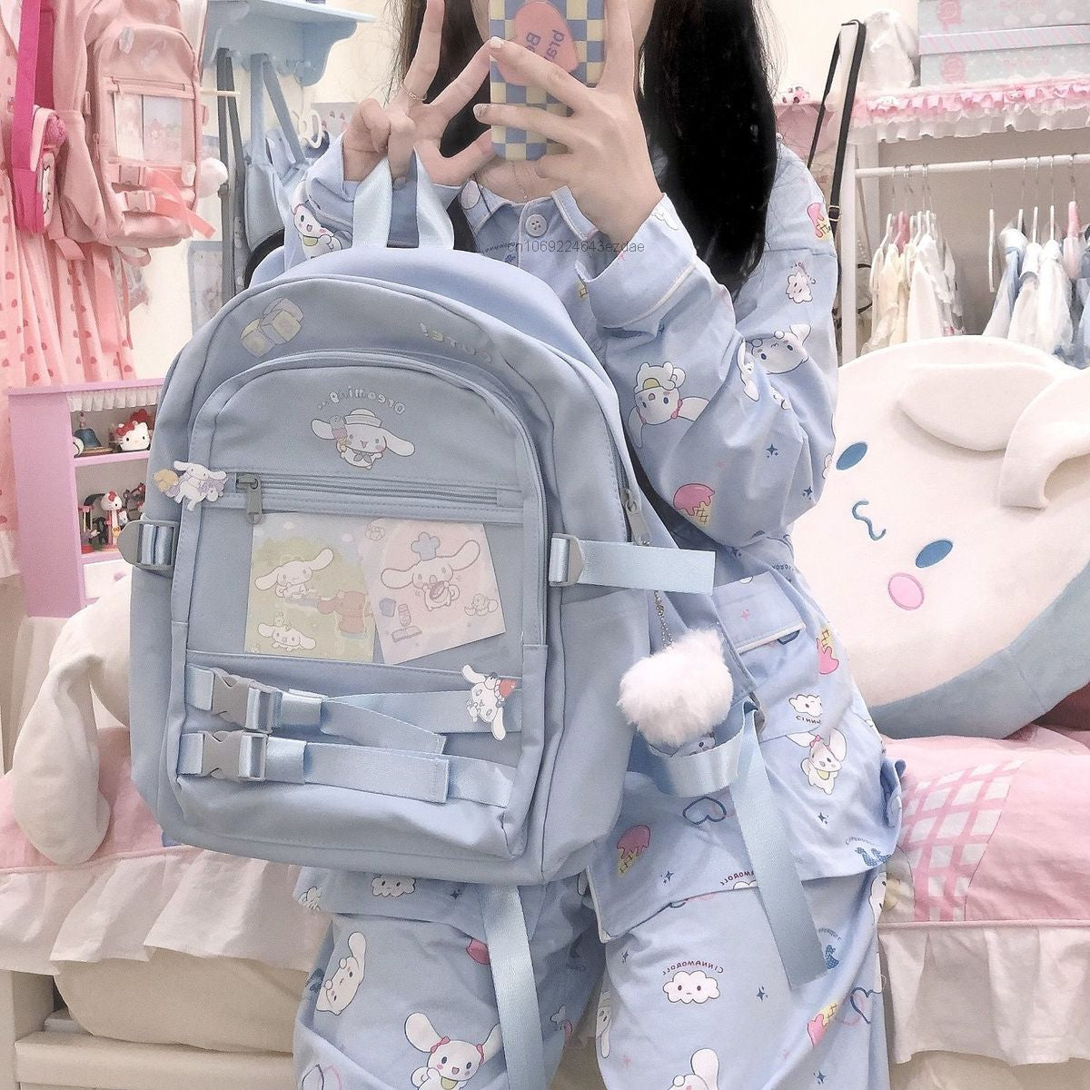 Japanese School Bag Set - Pastel Kitten