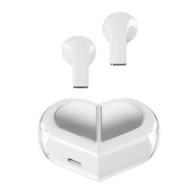 Cute Heart Shaped Wireless Earbuds Pastel Kitten