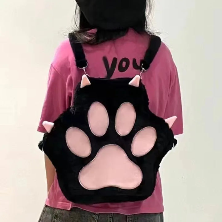 Cute Plush Cat Claw Backpack Pastel Kitten