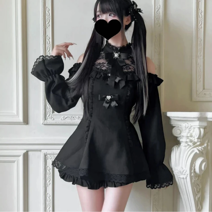 Japanese Gothic Mini Dress Pastel Kitten