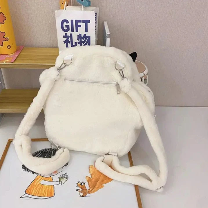 Cute Plush Cat Claw Backpack Pastel Kitten