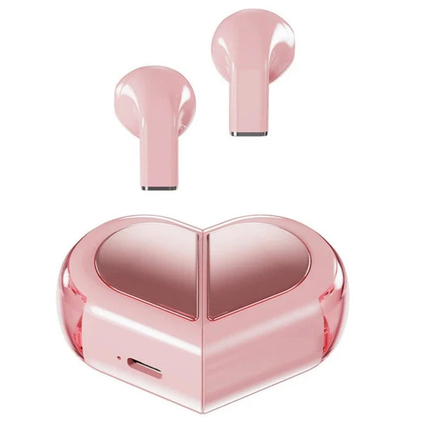 Cute Heart Shaped Wireless Earbuds Pastel Kitten