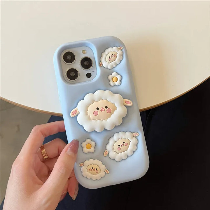 Kawaii 3D Sheep iPhone Case Pastel Kitten