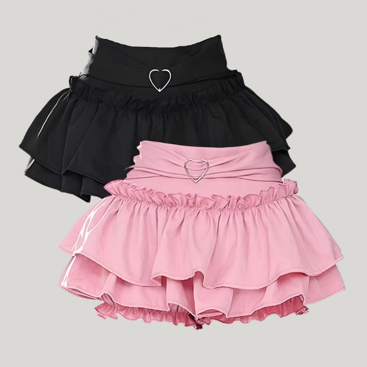 Cute Layered Mini Skirt Pastel Kitten