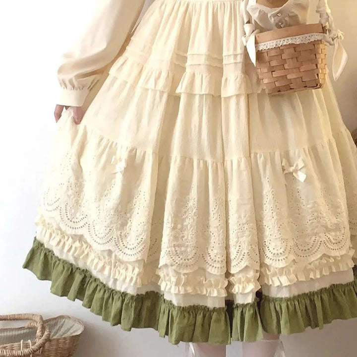 Vintage Embroidered Lolita Skirt Pastel Kitten