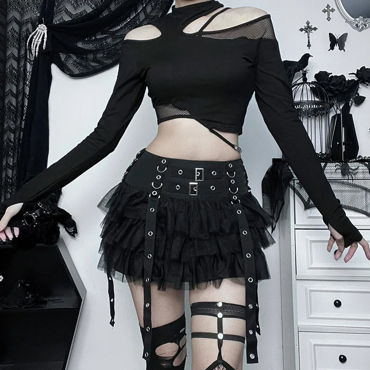 Goth Pleated Mini Skirt Pastel Kitten