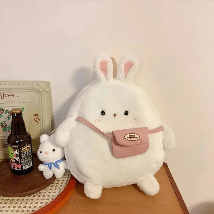 Kawaii Cartoon Plush Rabbit Backpack Pastel Kitten