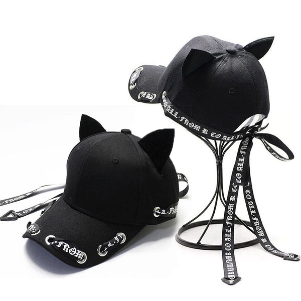 Dark Cat Ears Baseball Hat