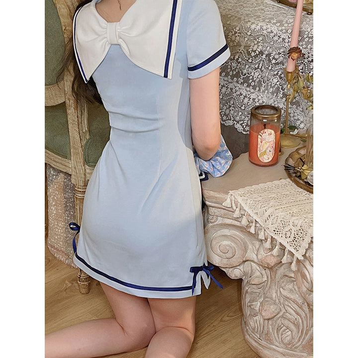 Sweet Sailor Collar Mini Dress Pastel Kitten