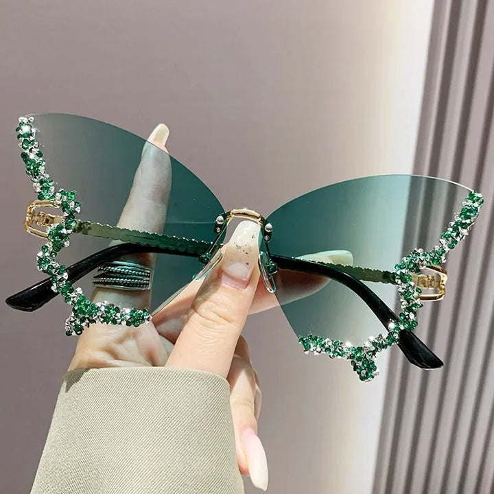 Cute Luxury Rimless Sunglasses Pastel Kitten