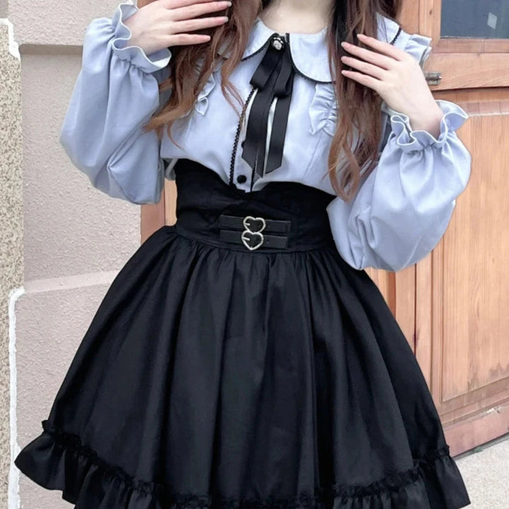 Pastel Gothic Lolita Outfit Set - Shirt & Skirt Pastel Kitten