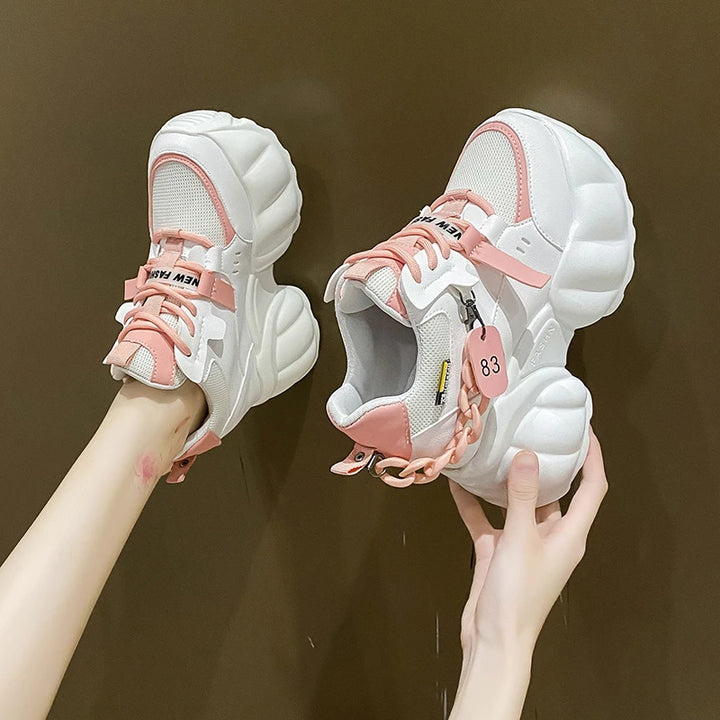 Korean Chunky High Platform Sneakers Pastel Kitten