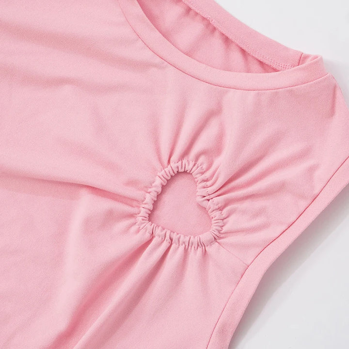 Cute Casual Sleeveless T-Shirt Pastel Kitten