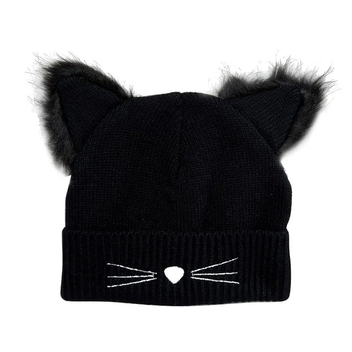 Cat Ears Knitted Winter Hat Pastel Kitten