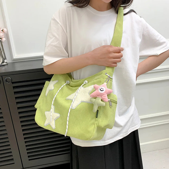 Cute Star Courduroy Bag Pastel Kitten