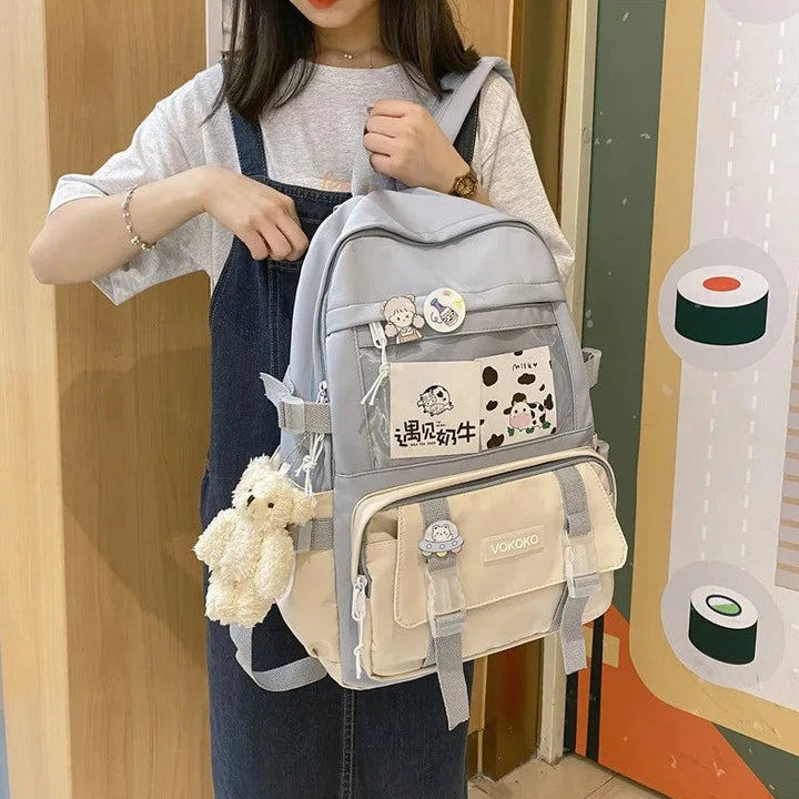 Kawaii Waterproof Laptop Backpack Pastel Kitten