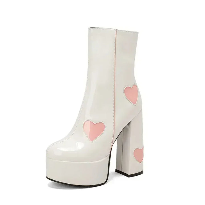 Kawaii Chunky High Heel Boots Pastel Kitten