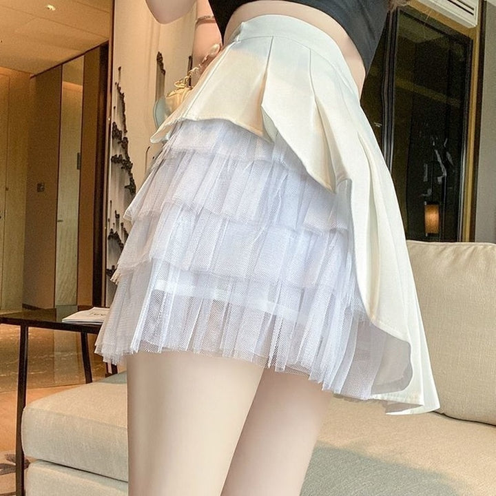 Assymetric Pleated Skirt Pastel Kitten