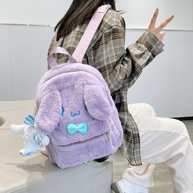 Plush Kawaii School Backpack - Pastel Kitten