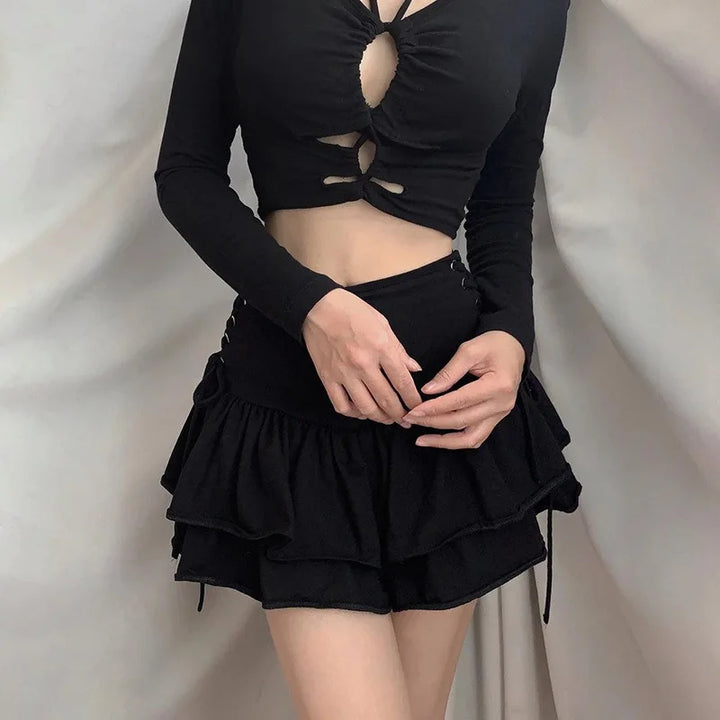 Gothic High-Waist Mini Skirt Pastel Kitten