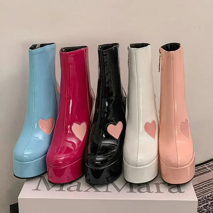 Kawaii Chunky High Heel Boots Pastel Kitten