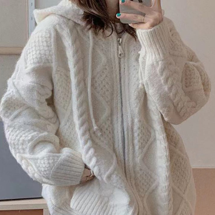 Korean Knit Hooded Cardigan Pastel Kitten